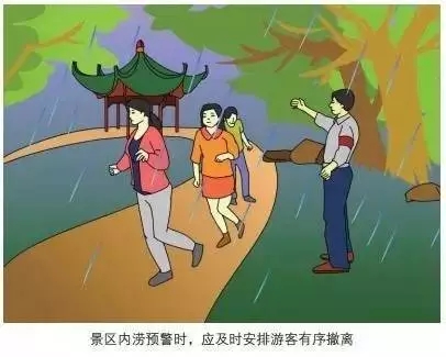 景區(qū)內(nèi)澇預(yù)警時，應(yīng)及時安排游客有序撤離